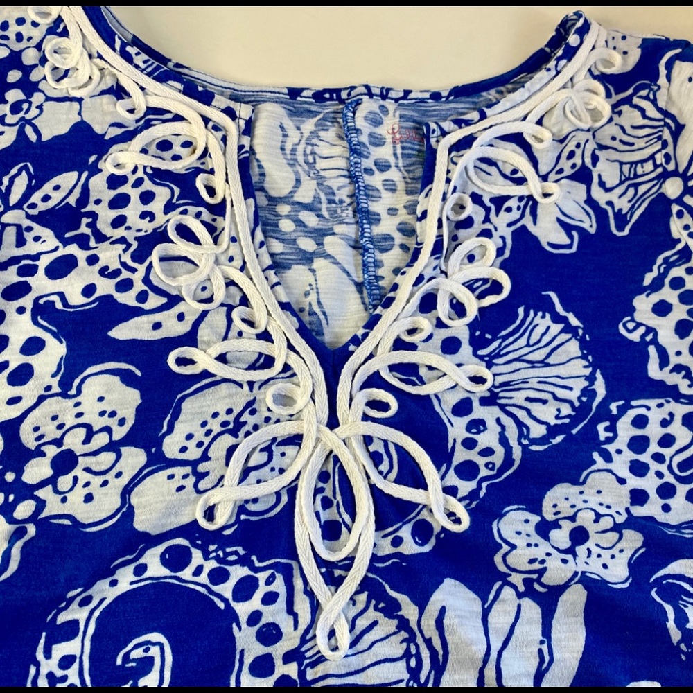 LILLY PULITZER blue & white “Quahog Chowdah” design knit dress, size M EUC FUN! - Picture 5 of 9